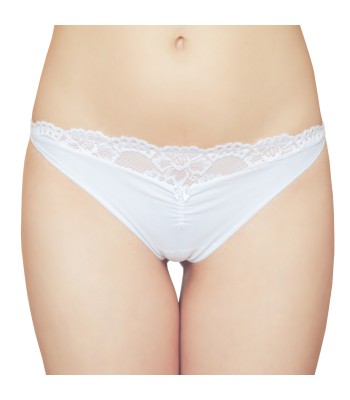 Lace Insert Thongs G-strings White 2183